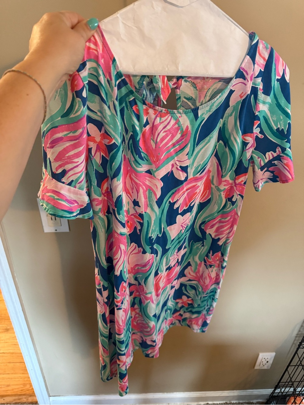 Lilly Pulitzer Pink & Teal Floral Swim Cover-Up Dress